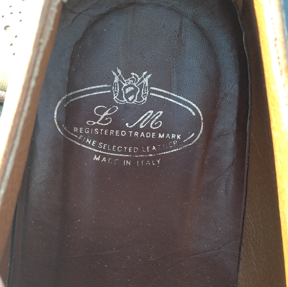 Men's L & M Shoes, Tan Leather Brogues, Wingtip, Size  8.5, Made in Italy - Picture 9 of 16